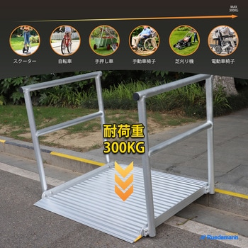 車椅子スロープ アルミスロープ  手すり付き Ruedamann