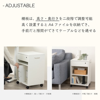 木製ワゴン 引き出し付き ホワイト - Asmix(アスカ)