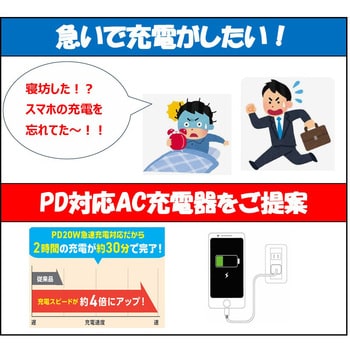 PD対応AC充電器20W 1ポート HIDISC