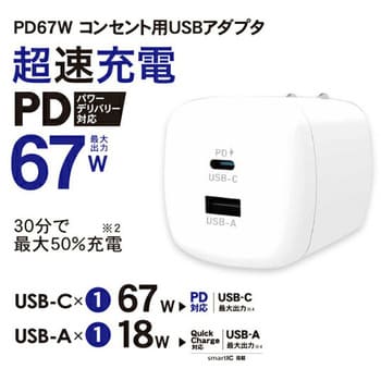 PD 67W コンセント用USBアダプタ TOPLAND