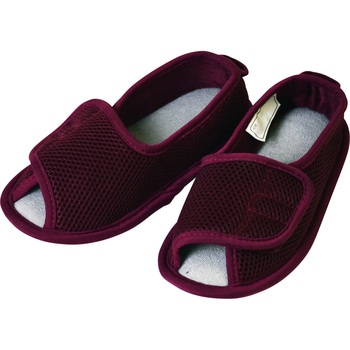 ささえルームシューズ つま先開き  B00308 LL ワイン ひまわり