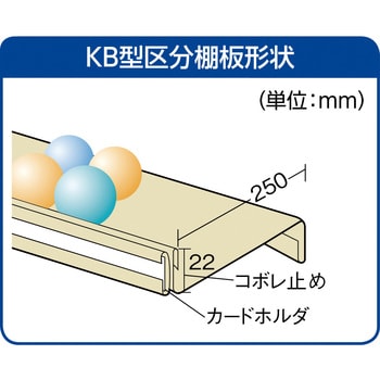 区分棚KB型(ボルト式、コボレ止め付・100kgタイプ・間口875mm)