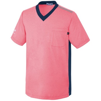 ユニセックス VネックTシャツ EL UZL3201-90 ピンクXネイビ 明石スクールユニフォームカンパニー
