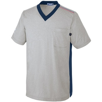 ユニセックス VネックTシャツ L UZL3201-20 グレーモクXネイ 明石スクールユニフォームカンパニー
