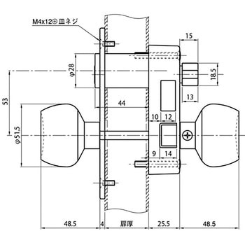 面付箱錠 4350 握り玉 GOAL(ゴール)