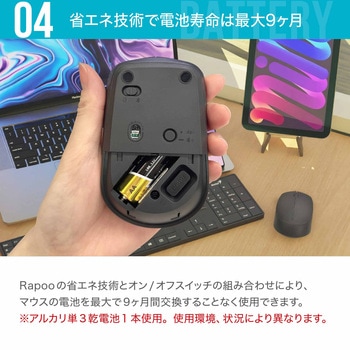 Rapoo MT100G Bluetooth ワイヤレスマウス 2.4GHz マルチデバイス対応 4ボタン 800dpi/1000dpi/1200dp/1600dpi/2400dpi(5段階) rapoo(ラプー)