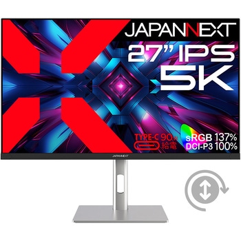 液晶ディスプレイ 27型/5120×2880/DP×1、HDMI、Type-C/ブラック/スピーカー有/2年保証 - JAPANNEXT