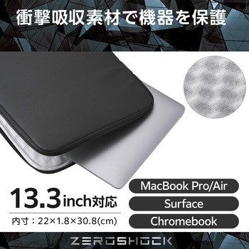 パソコンケース ハンドル付 縦型 PCバッグ 衝撃吸収 スリム ダブルファスナー ZEROSHOCK エレコム