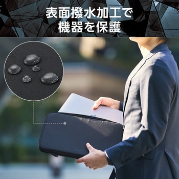 パソコンケース 14インチ PCバッグ 衝撃吸収 コンパクト スリム ダブルファスナー 撥水加工 ZEROSHOCK エレコム