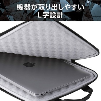 パソコンケース 14インチ ハンドル付 縦型 PCバッグ 衝撃吸収 スリム ダブルファスナー 撥水加工 ZEROSHOCK エレコム
