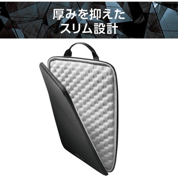 パソコンケース 14インチ ハンドル付 縦型 PCバッグ 衝撃吸収 スリム ダブルファスナー 撥水加工 ZEROSHOCK エレコム