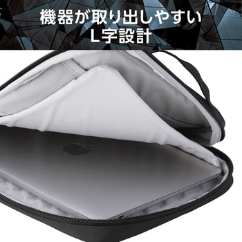 パソコンケース ハンドル付 縦型 PCバッグ 衝撃吸収 ダブルファスナー 撥水加工 ZEROSHOCK エレコム