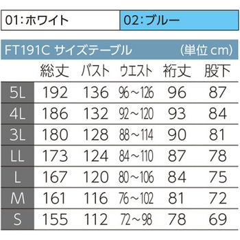 着用快適ツナギ服 5L FT191Cシリーズ 東洋リントフリー