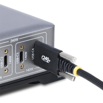 USB-Cケーブル/パネルマウント/3m/USB 2.0/Type-C to Type-C/240W 5A PD EPR対応/USB-IF/オス-オス/ブラック/ねじロック式 高速充電 データ転送 StarTech.com