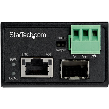 光メディアコンバータ/産業用/30W PoE+給電/ギガビット対応/SFP to RJ45/シングルモード・マルチモード/IP30準拠/-40～+75度/最大100m伝送距離 StarTech.com