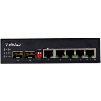 イーサネットスイッチ/産業用/30W PoE+給電/4ポートRJ45 + 2ポートSFPスロット/ギガビット対応/DINレール・壁面取付け可能/-40～+75度/ネットワークスイッチ StarTech.com
