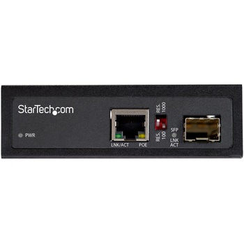 光メディアコンバータ/産業用/60W PoE+給電/ギガビット対応/SFP to RJ45/シングルモード・マルチモード/IP30準拠/-40～+75度/最大100m伝送距離/コンパクトサイズ StarTech.com