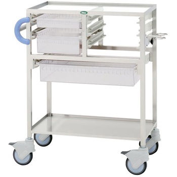 麻酔カート 透明 C34-T2010M02B ブルー サカセ化学工業