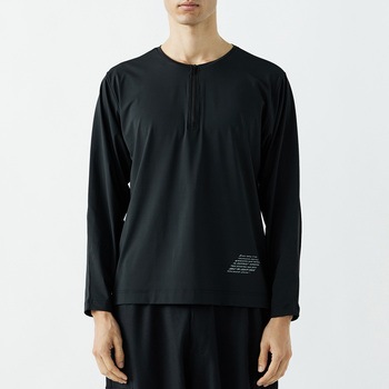 ゆったりストレッチ 冷感ロングスリーブ ハーフジップ クルーネックシャツ おたふく手袋