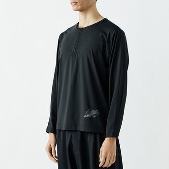 ゆったりストレッチ 冷感ロングスリーブ ハーフジップ クルーネックシャツ おたふく手袋