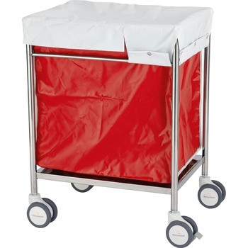 マツヨシ 蓋付きランドリーカートS レッド MY-WC04S 586X436X805 松吉医科器械