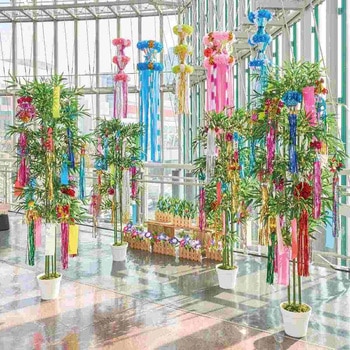 夏の装飾品 七夕笹バンブー高さ180cm (人工観葉植物) ストア・エキスプレス
