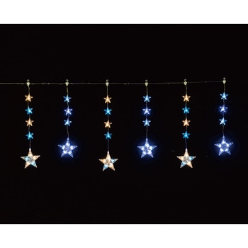 夏の装飾品 七夕飾り LED6連スター カーテンライト61球 ストア・エキスプレス