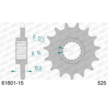 フロントスプロケット 525-15 61801-15 AFAM(アファム)