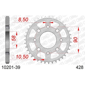 リアスチールスプロケット 428-39 10201-39 AFAM(アファム)