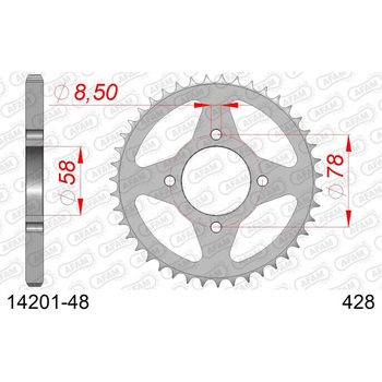 リアスチールスプロケット 428-48 14201-48 AFAM(アファム)