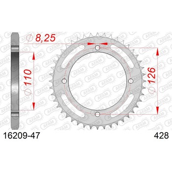 リアスチールスプロケット 428-47 16209-47 AFAM(アファム)