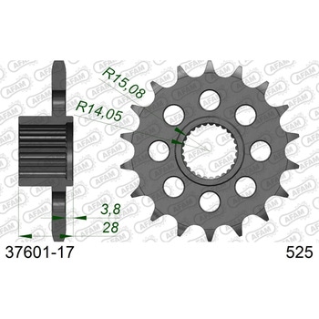 フロントスプロケット 525-17 37601-17 - AFAM(アファム)