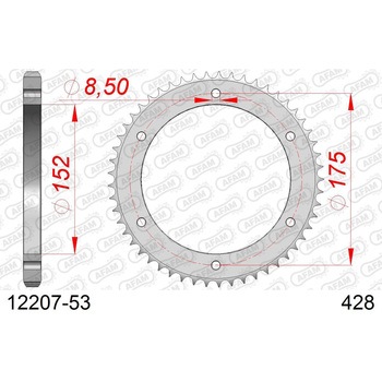 リアスチールスプロケット 428-53 12207-53 AFAM(アファム)