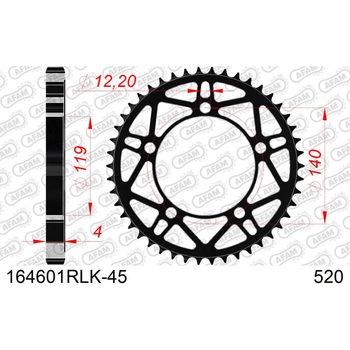 リアスチールスプロケット 520-45 164601RLK-45 AFAM(アファム)