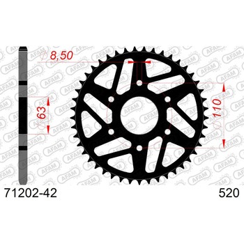リアスチールスプロケット 520-42 71202-42 AFAM(アファム)