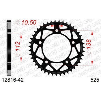リアスプロケット 525-42 スチール 12816-42 AFAM(アファム)
