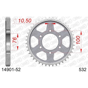 リアスチールスプロケット 532-52 14901-52 AFAM(アファム)