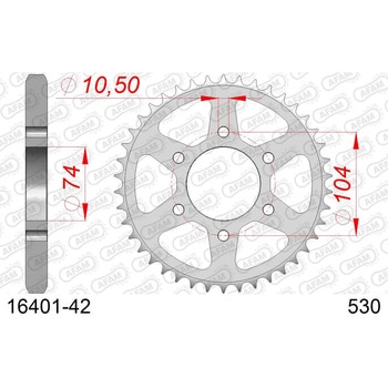 リアスチールスプロケット 530-42 16401-42 AFAM(アファム)