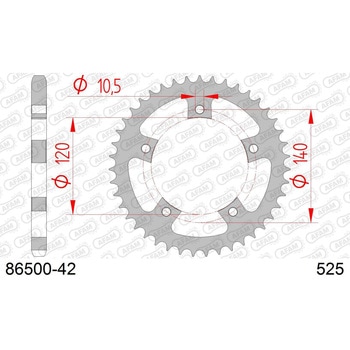 リアスチールスプロケット 525-42 86500-42 AFAM(アファム)