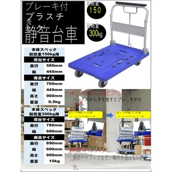 ブレーキ付プラスチック静音台車 シンセイ