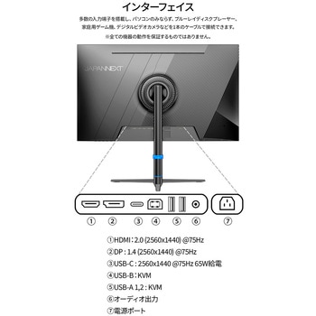 液晶ディスプレイ 31.5型/2560×1440/DP×1、HDMI×1、USB-C×1/ブラック/スピーカー有/2年保証 JAPANNEXT