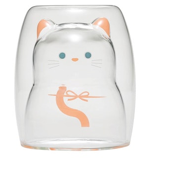 耐熱ネコダブルグラス シロ cotta