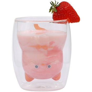 耐熱ネコダブルグラス シロ cotta