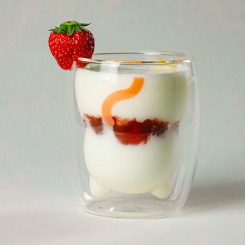 耐熱ネコダブルグラス シロ cotta