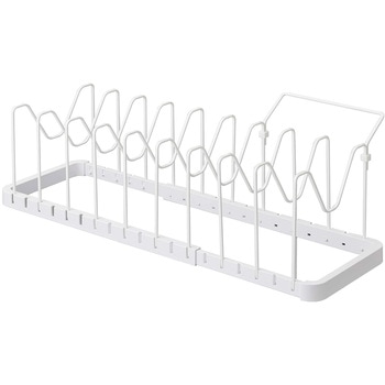 Tower シンク下 伸縮鍋蓋&フライパンスタンド ホワイト cotta