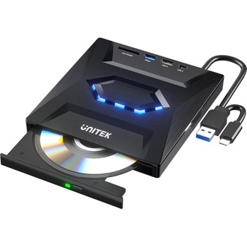 5-in-1 External Optical Drive with USB Hub、Black UNITEK