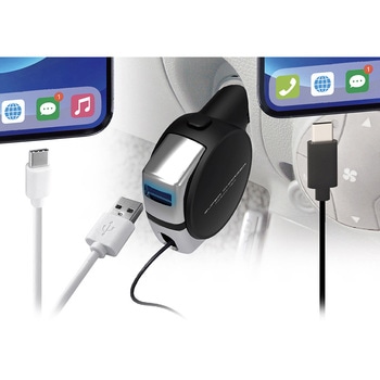 リール式DC充電器 PD対応Type-Cコネクタ+USB-Aポート カシムラ