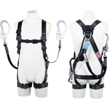 フルハーネス”黒影ハーネス”(ワン・ハンド巻取式+伸縮性ランヤードタイプ) ツヨロン(藤井電工)