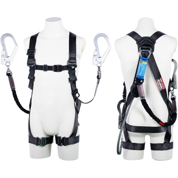 フルハーネス”黒影ハーネス”(ワン・ハンド巻取式+伸縮性ランヤードタイプ) ツヨロン(藤井電工)