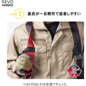 フルハーネス”レヴォハーネス”(ワン・ハンド巻取式+伸縮性ランヤードタイプ) ツヨロン(藤井電工)